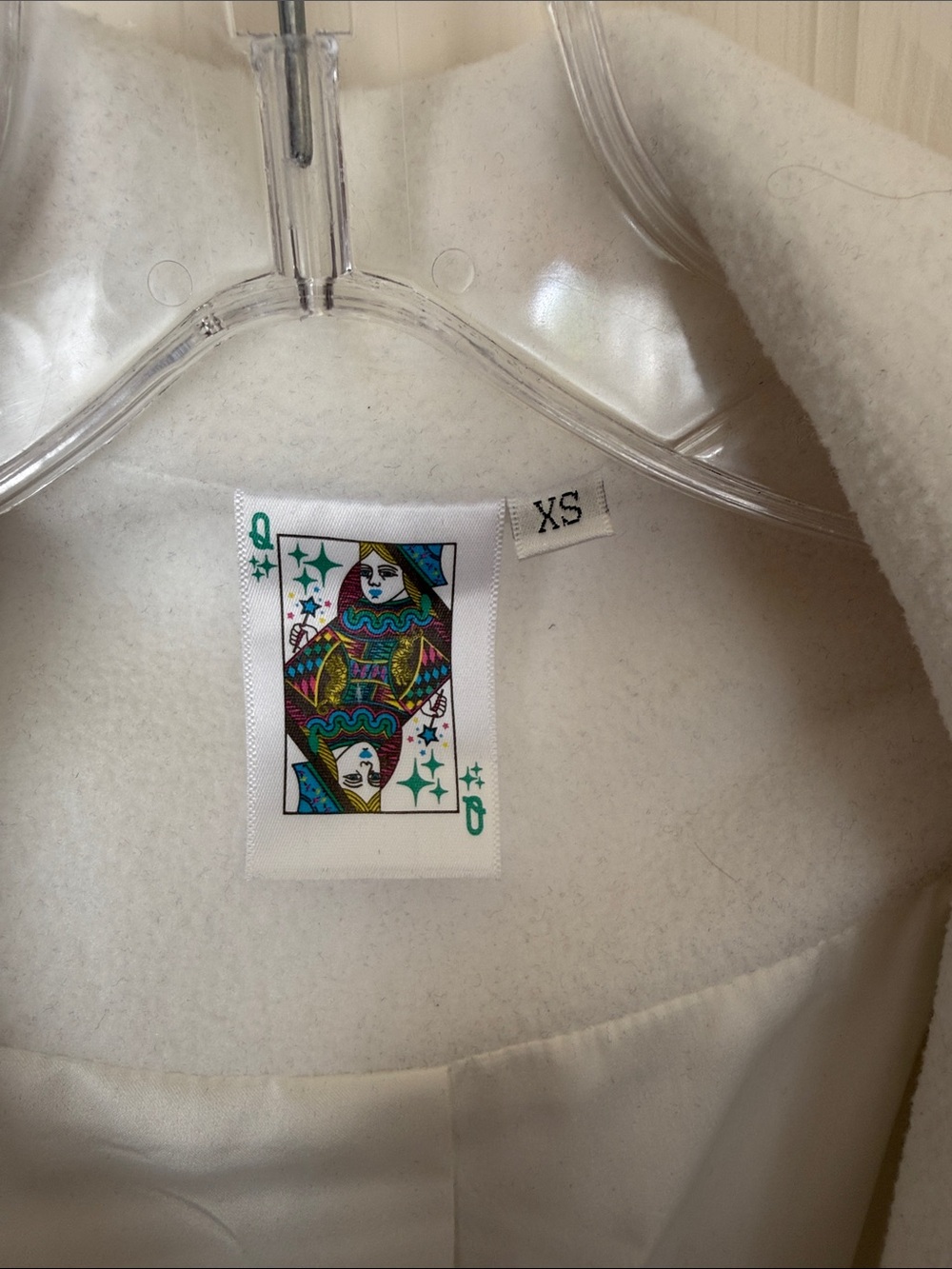 QUEEN OF SPARKLES White Sequin Emoji Patch Zip Jacket - Picture 3 of 4